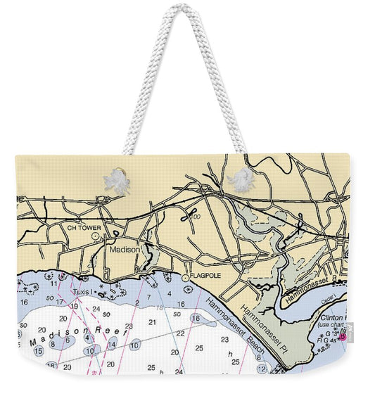 Madison-connecticut Nautical Chart - Weekender Tote Bag