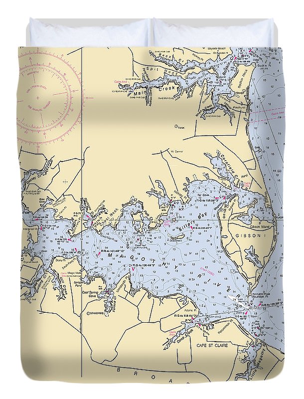 Magothy River-maryland Nautical Chart - Duvet Cover