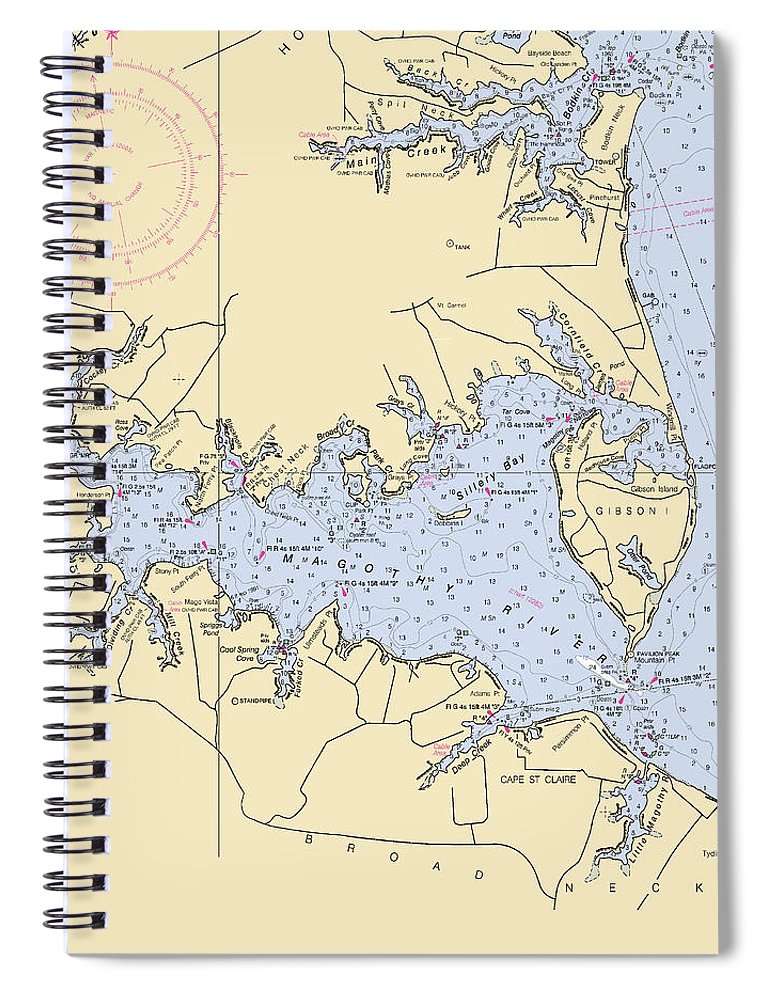 Magothy River Maryland Nautical Chart Spiral Notebook