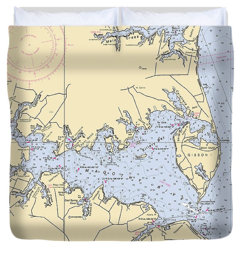 Magothy River Maryland Nautical Chart Duvet Cover
