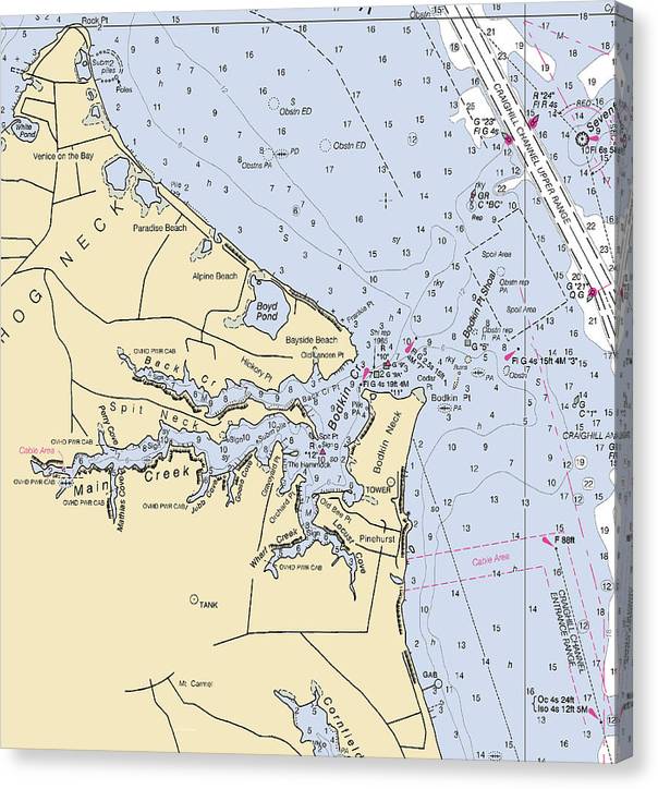 Main Creek-Maryland Nautical Chart Canvas Print