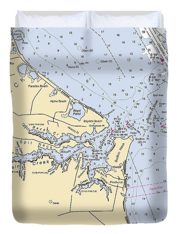 Main Creek-maryland Nautical Chart - Duvet Cover