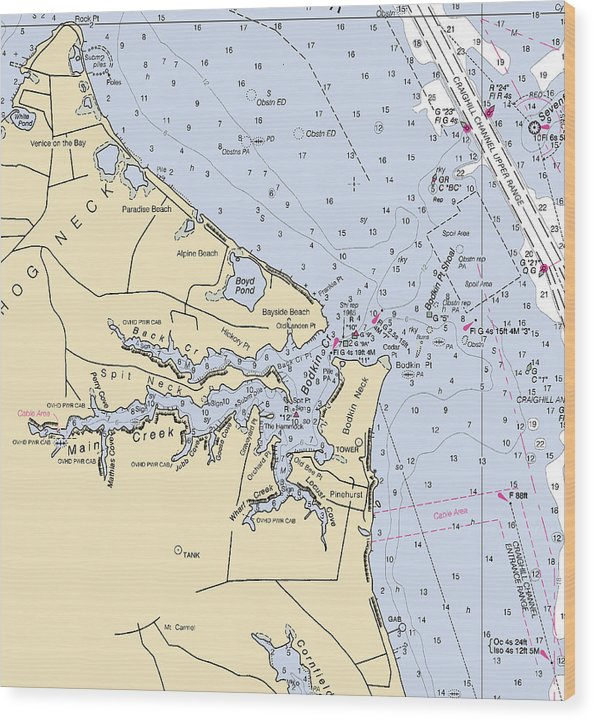 Main Creek-Maryland Nautical Chart Wood Print