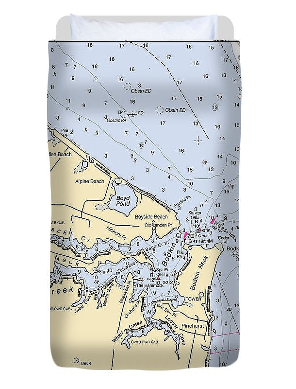 Main Creek-maryland Nautical Chart - Duvet Cover