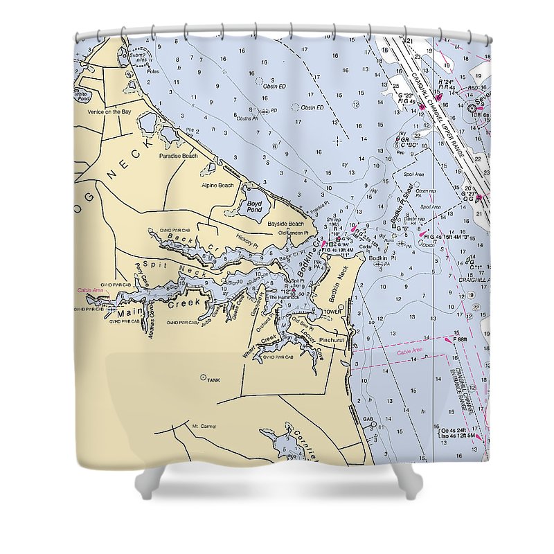 Main Creek Maryland Nautical Chart Shower Curtain