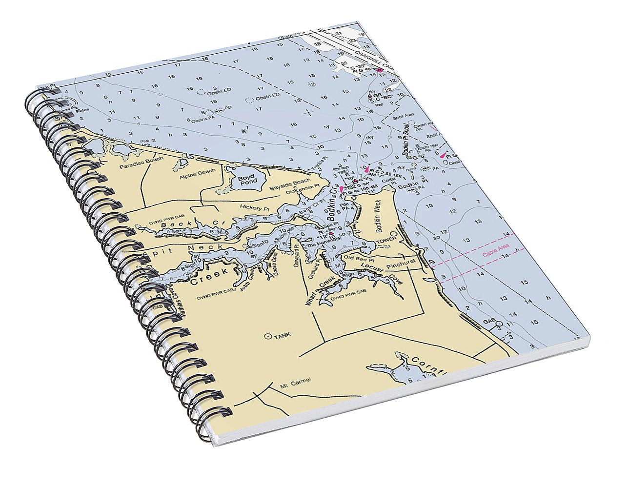 Main Creek-maryland Nautical Chart - Spiral Notebook