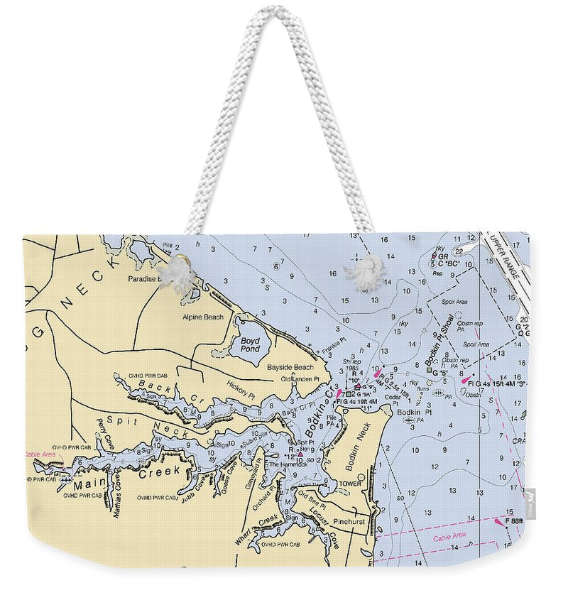 Main Creek-maryland Nautical Chart - Weekender Tote Bag