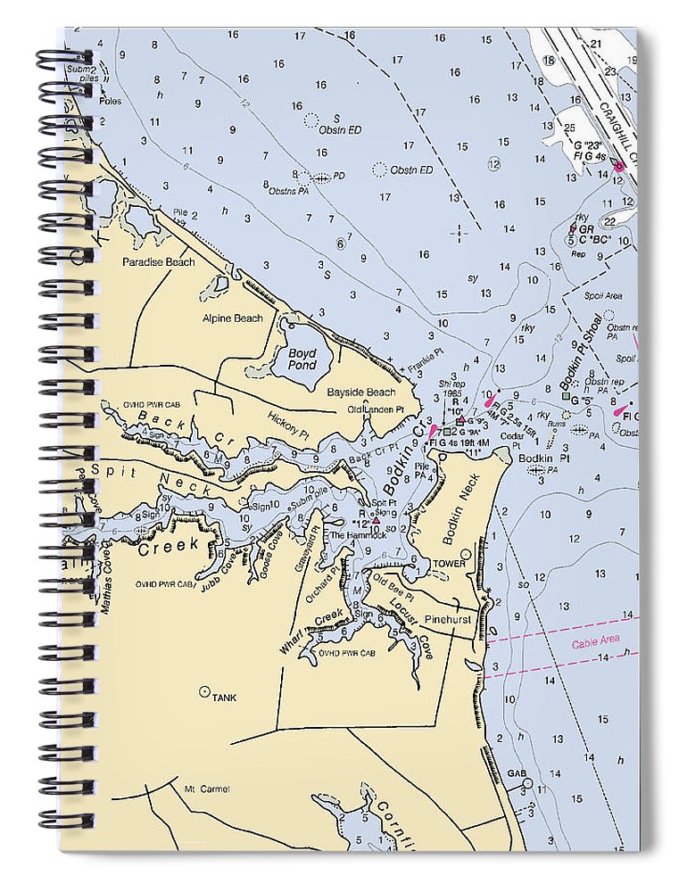 Main Creek Maryland Nautical Chart Spiral Notebook