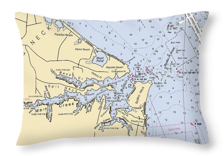 Main Creek-maryland Nautical Chart - Throw Pillow