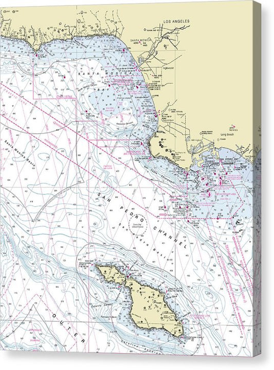 Malibu Catalina California Nautical Chart Canvas Print