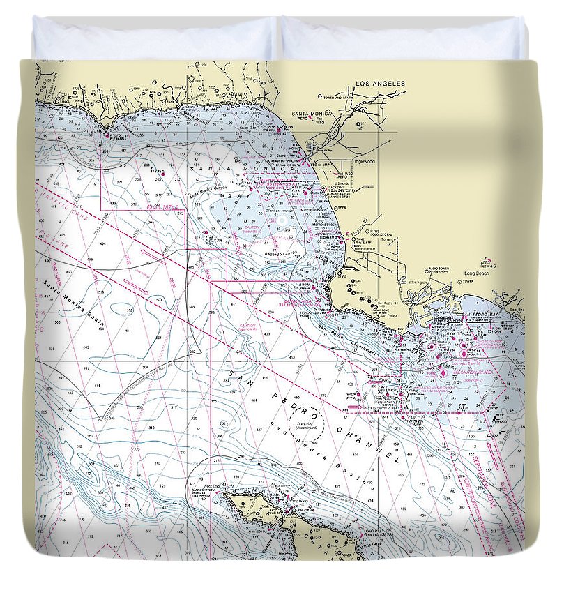 Malibu Catalina California Nautical Chart Duvet Cover