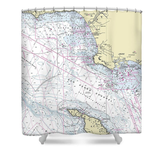 Malibu Catalina California Nautical Chart Shower Curtain