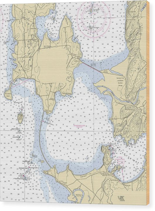 Malletts Bay-Lake Champlain  Nautical Chart Wood Print