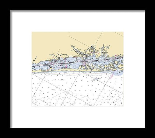 Manasota-key -florida Nautical Chart _v6 - Framed Print