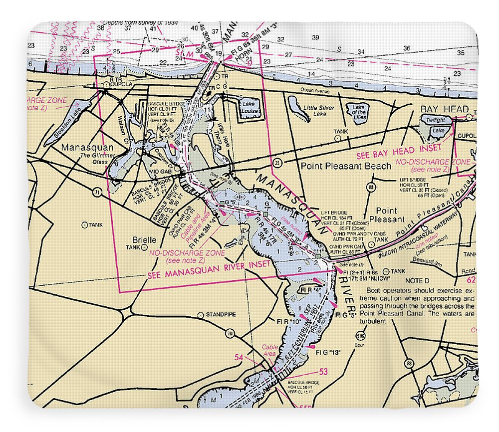 Manasquan Inlet-new Jersey Nautical Chart - Blanket