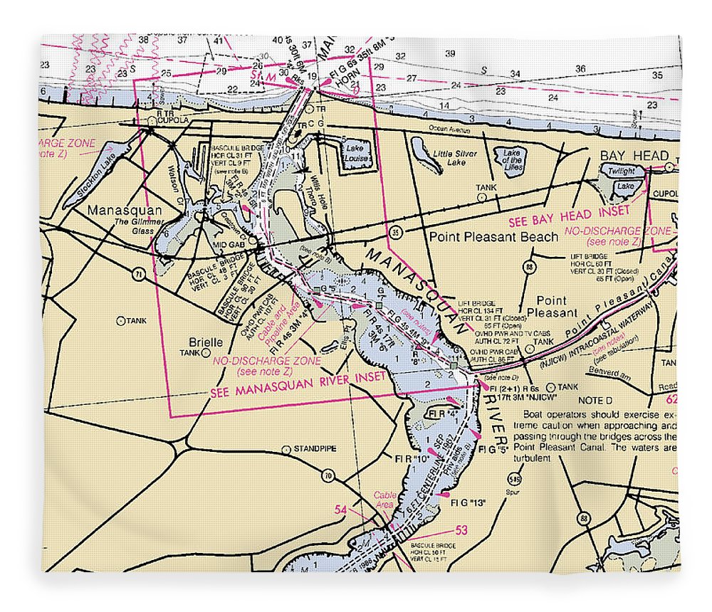 Manasquan Inlet New Jersey Nautical Chart Blanket