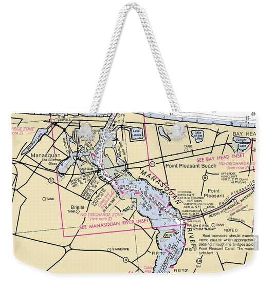 Manasquan Inlet-new Jersey Nautical Chart - Weekender Tote Bag