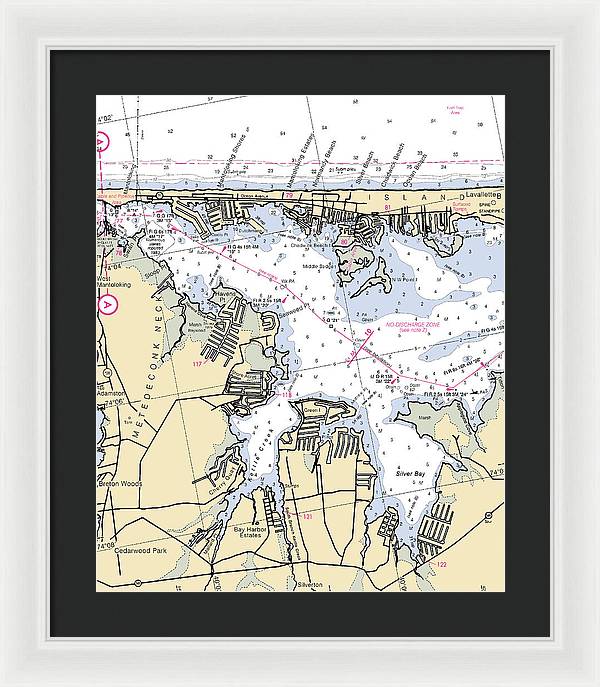Mantaloking-new Jersey Nautical Chart - Framed Print