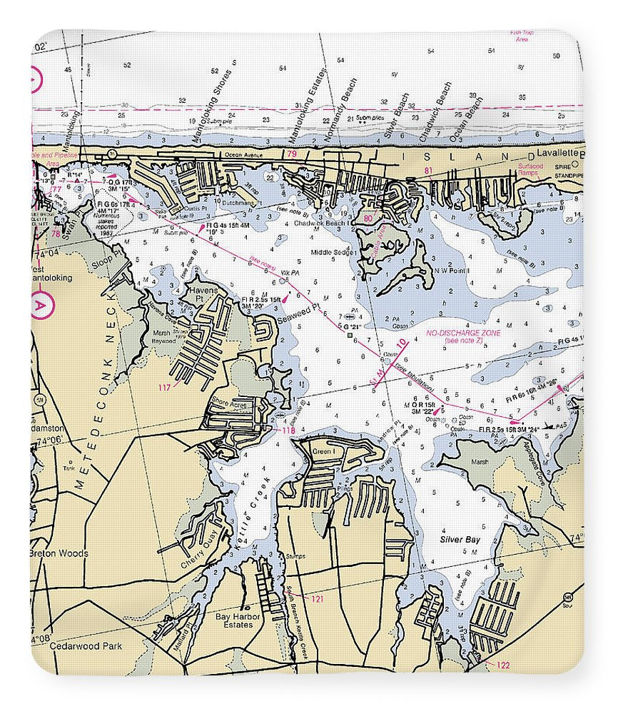 Mantaloking-new Jersey Nautical Chart - Blanket