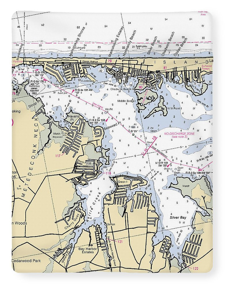 Mantaloking-new Jersey Nautical Chart - Blanket