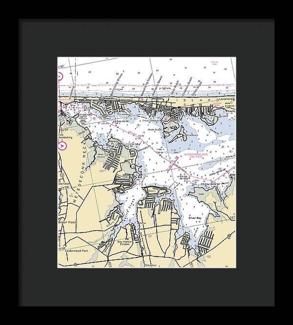 Mantaloking-new Jersey Nautical Chart - Framed Print