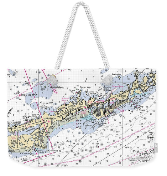 Marathon-florida Nautical Chart - Weekender Tote Bag