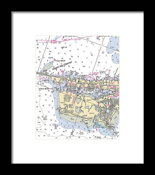 Marathon -florida Nautical Chart _v2 - Framed Print