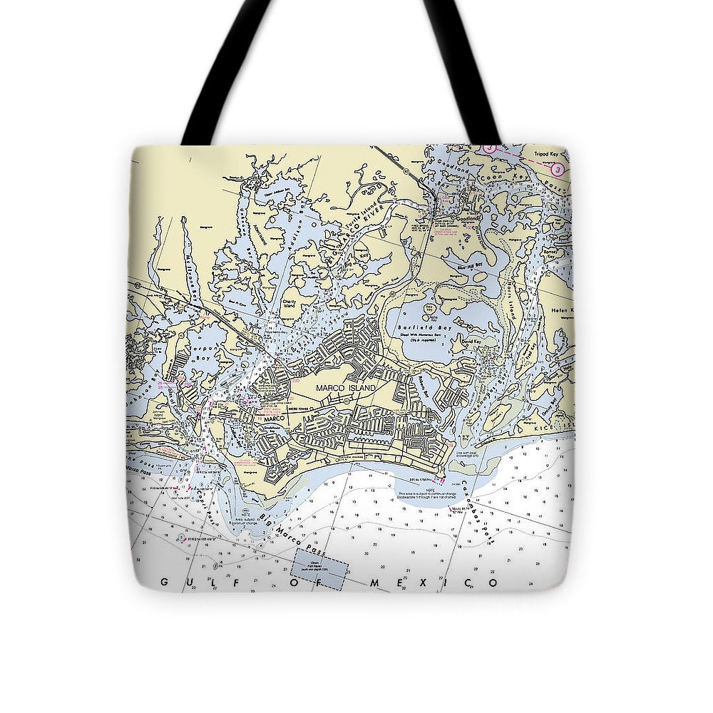 Marco Island Florida Nautical Chart - Tote Bag