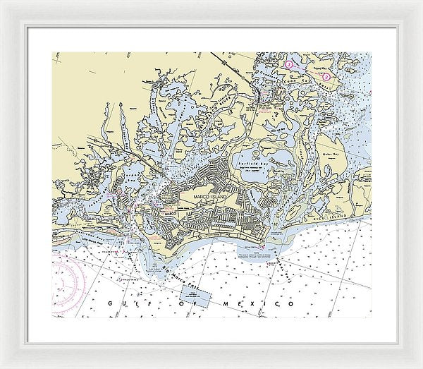 Marco Island Florida Nautical Chart - Framed Print