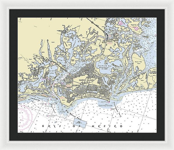 Marco Island Florida Nautical Chart - Framed Print