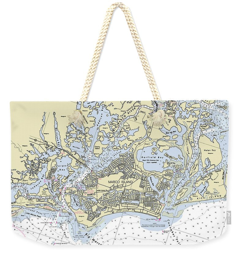 Marco Island Florida Nautical Chart - Weekender Tote Bag