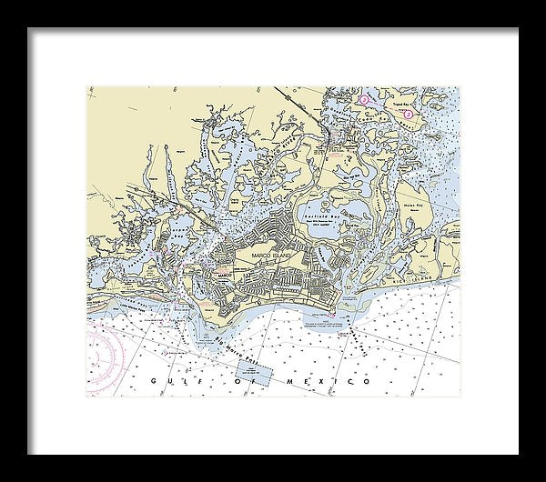 Marco Island Florida Nautical Chart - Framed Print