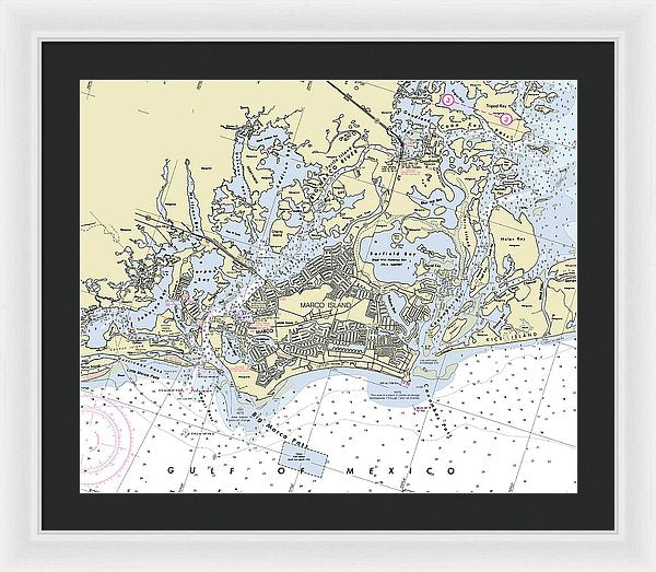 Marco Island Florida Nautical Chart - Framed Print