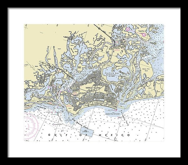 Marco Island Florida Nautical Chart - Framed Print