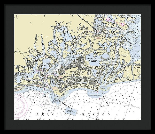 Marco Island Florida Nautical Chart - Framed Print