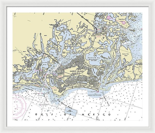 Marco Island Florida Nautical Chart - Framed Print