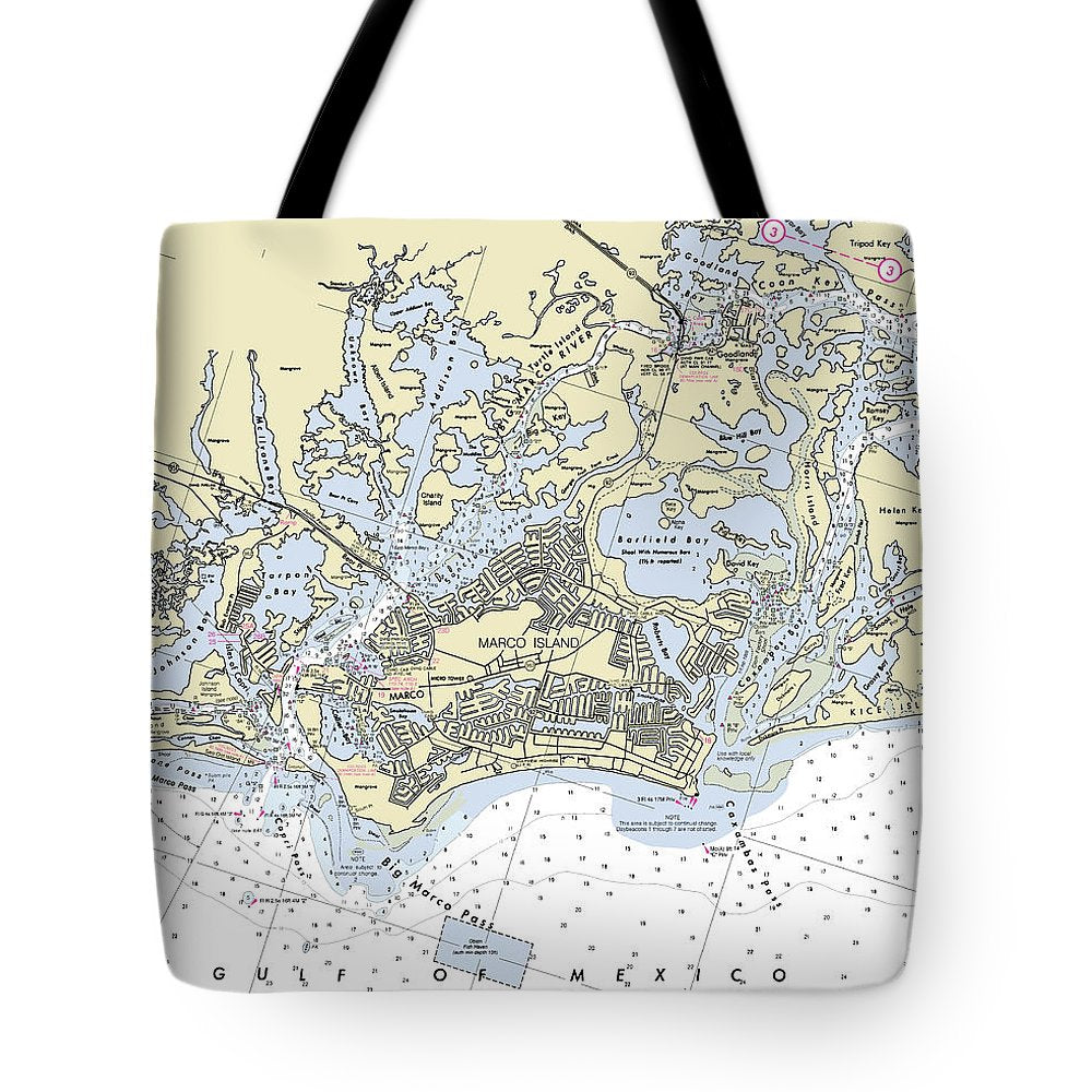 Marco Island Florida Nautical Chart - Tote Bag