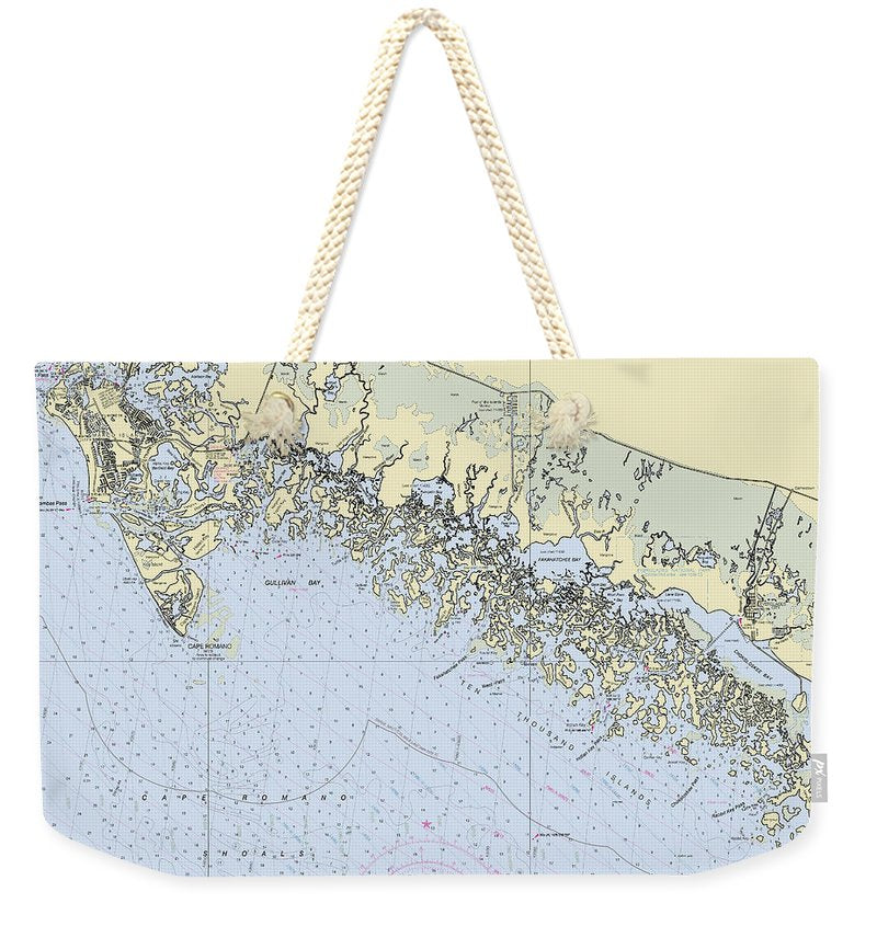 Marco-Ten Thousand Islands Florida Nautical Chart - Weekender Tote Bag