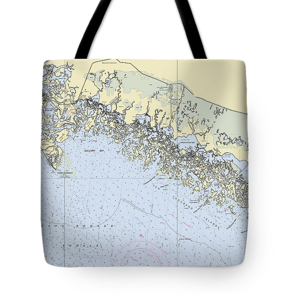 Marco-Ten Thousand Islands Florida Nautical Chart - Tote Bag