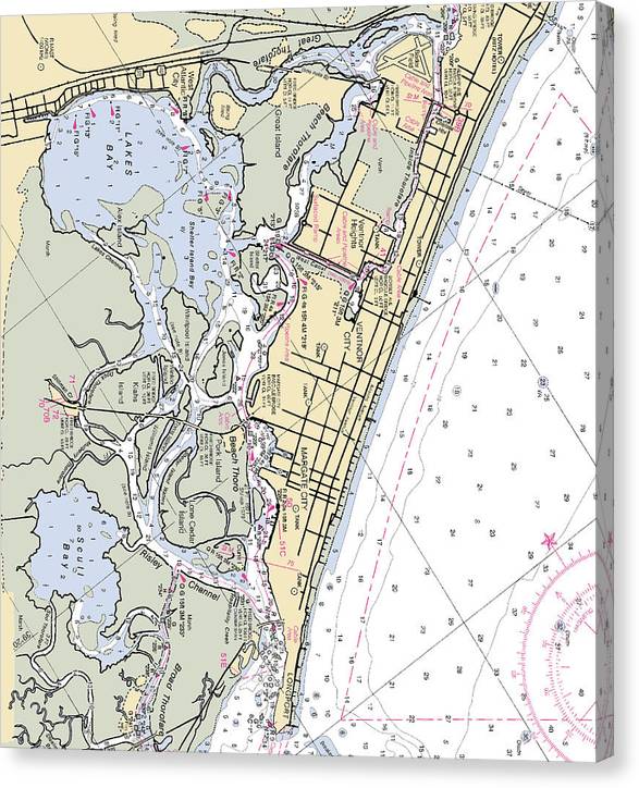 Margate City-New Jersey Nautical Chart Canvas Print