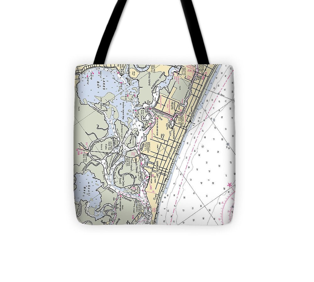 Margate City New Jersey Nautical Chart Tote Bag