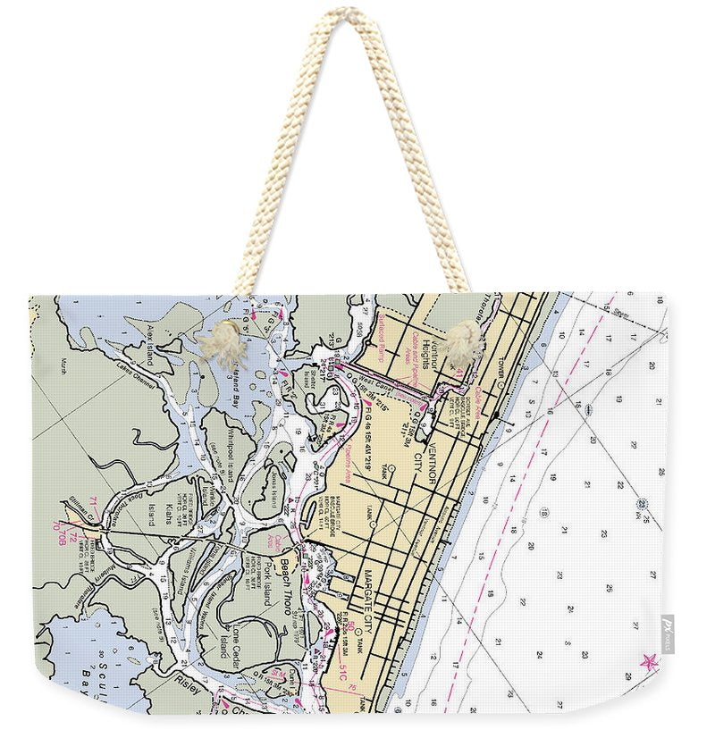 Margate City-new Jersey Nautical Chart - Weekender Tote Bag