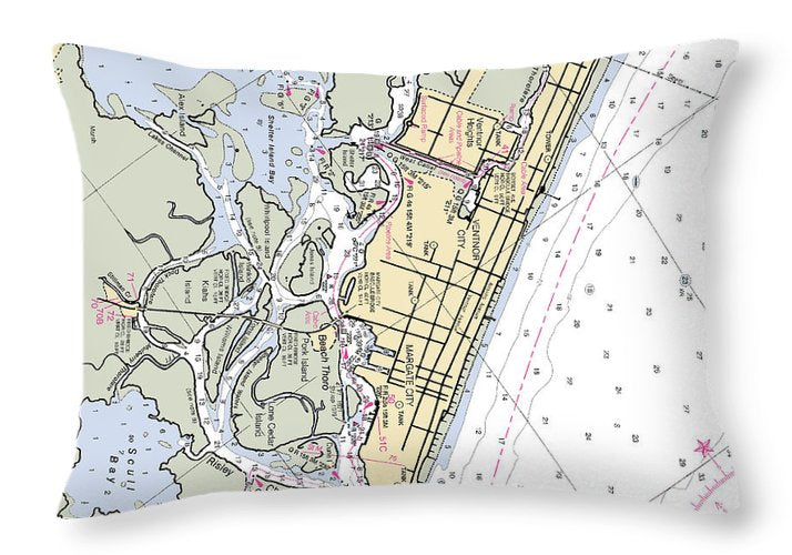 Margate City-new Jersey Nautical Chart - Throw Pillow