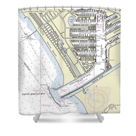 Marina Del Ray California Nautical Chart Shower Curtain