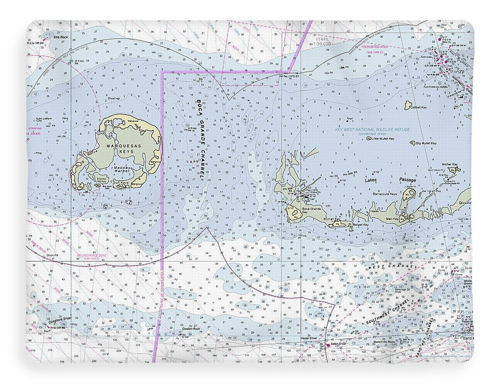 Marquesas Keys Florida Nautical Chart - Blanket