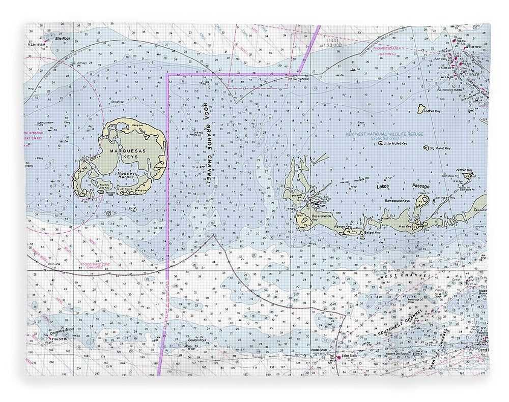 Marquesas Keys Florida Nautical Chart - Blanket