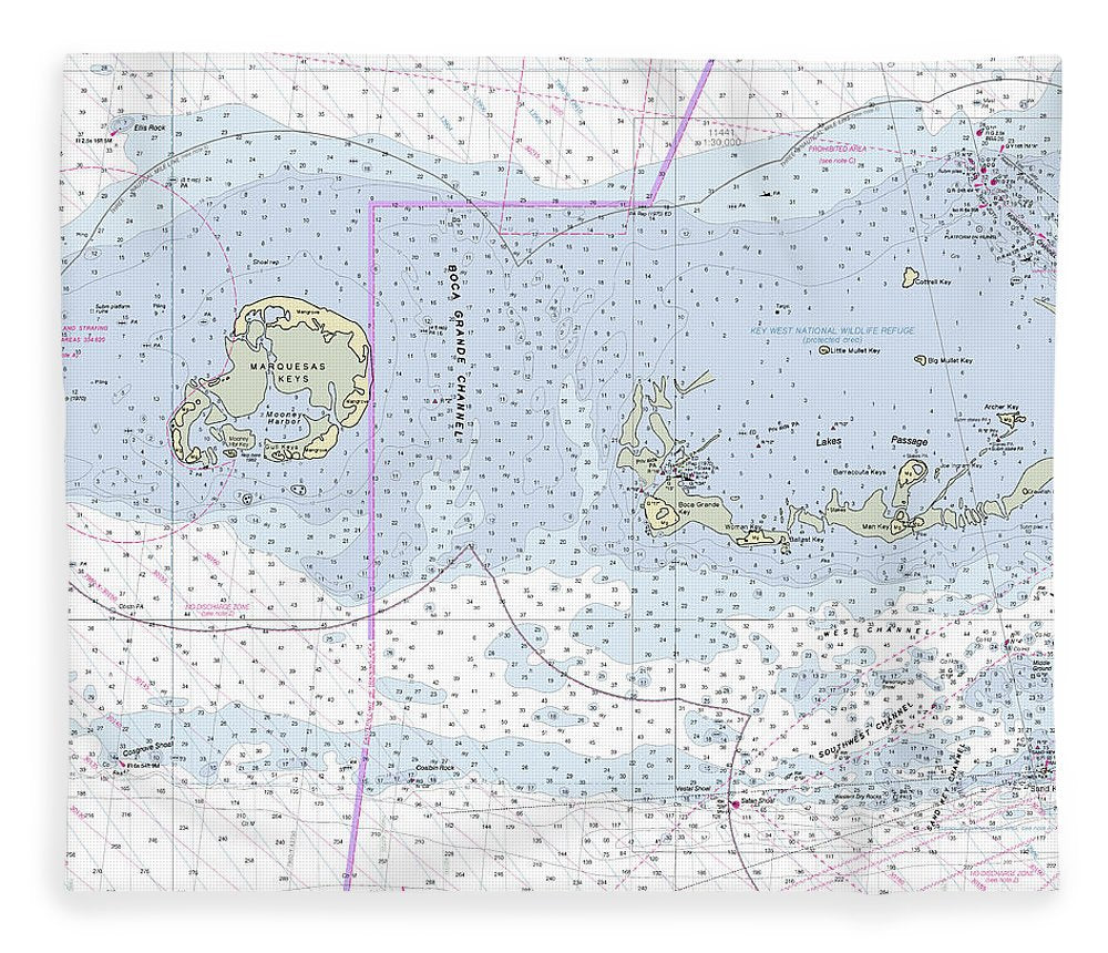 Marquesas Keys Florida Nautical Chart Blanket