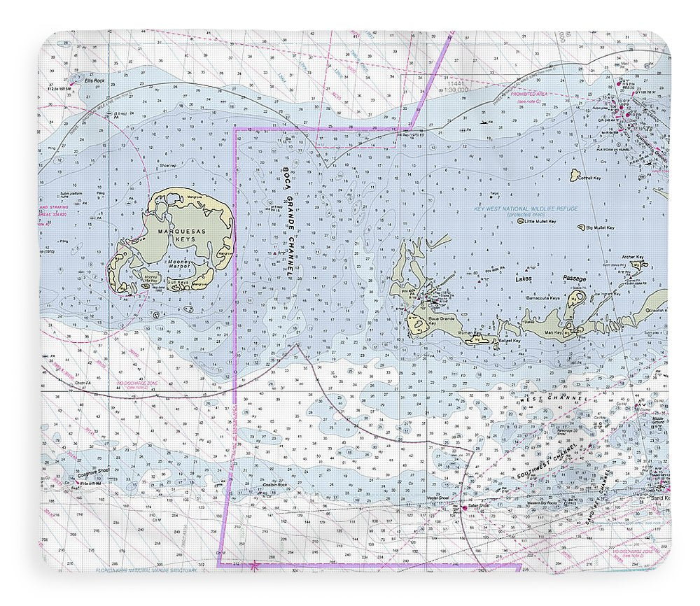 Marquesas Keys Florida Nautical Chart - Blanket