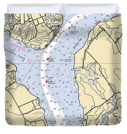 Marshall Hall Maryland Nautical Chart Duvet Cover