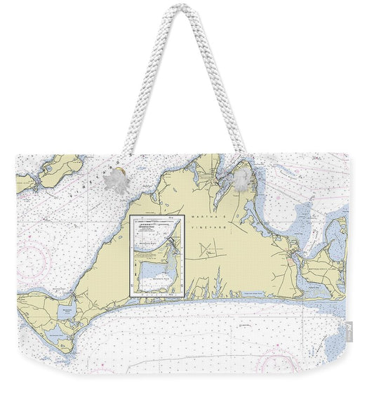 Marthas Vineyard Massachusetts Nautical Chart - Weekender Tote Bag